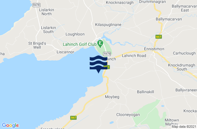 Lahinch - Cornish Left, Ireland tide times map