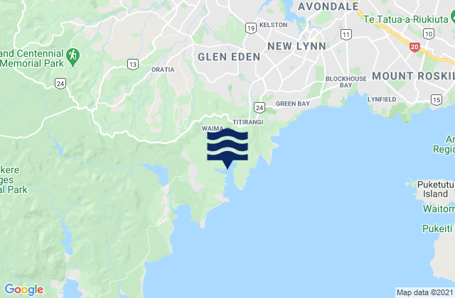 Laingholm Bay, New Zealand tide times map