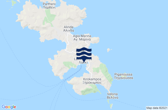 Lakki, Greece tide times map