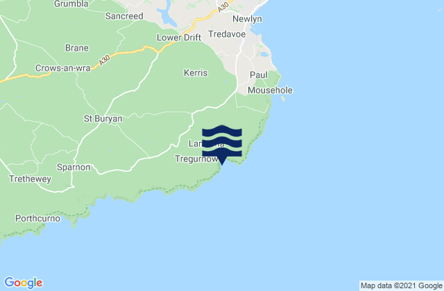 Lamorna Cove Beach, United Kingdom tide times map
