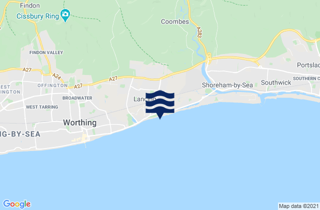 Lancing, United Kingdom tide times map