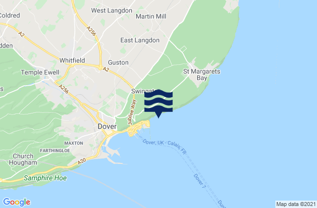 Langdon Bay, United Kingdom tide times map