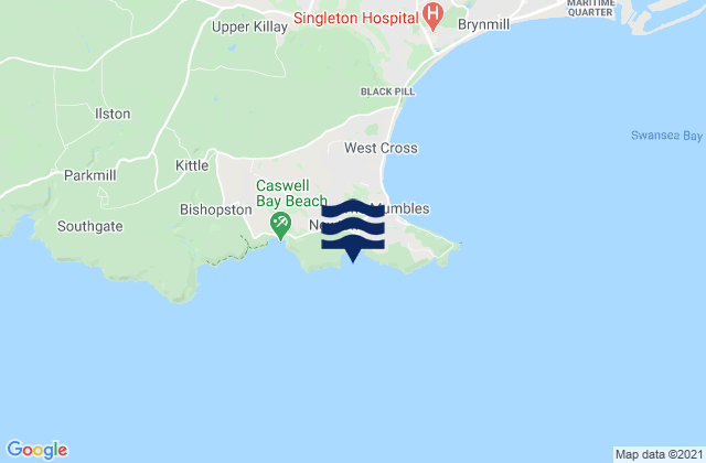 Langland Bay Beach, United Kingdom tide times map