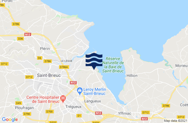 Langueux, France tide times map
