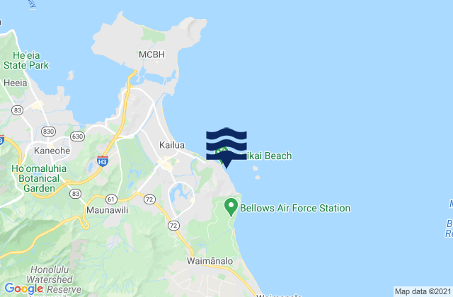 Lanikai Beach, United States tide chart map