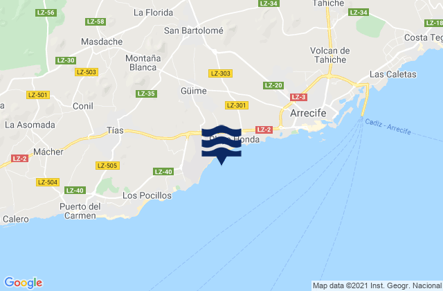 Lanzarote, Spain tide times map