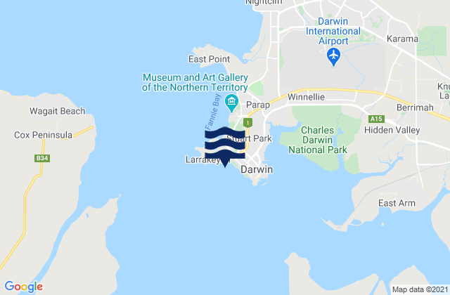 Larrakeyah, Australia tide times map