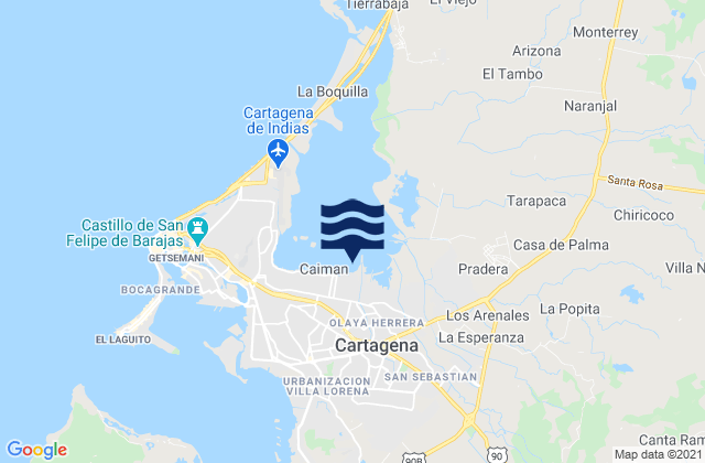 Las Gaviotas, Colombia tide times map