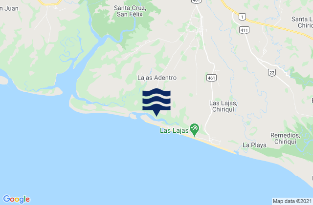 Las Lajas, Panama tide times map