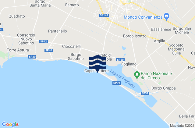 Latina, Italy tide times map