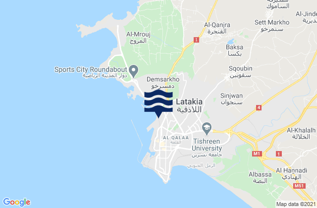 Lattakia, Syria tide times map