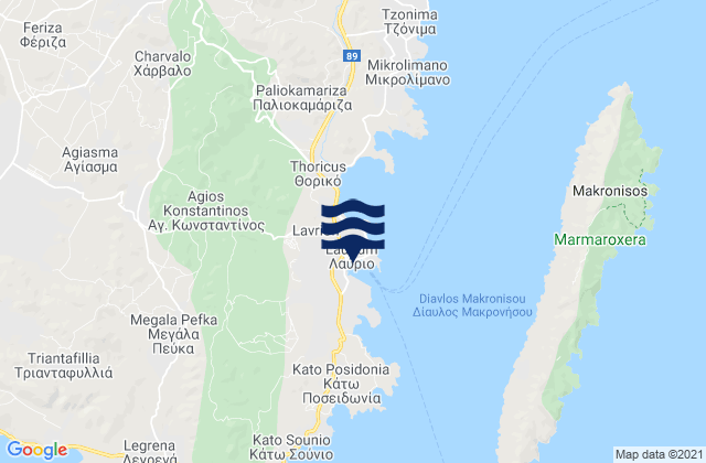 Lavrio, Greece tide times map