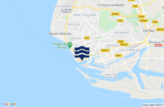Le Havre, France tide times map