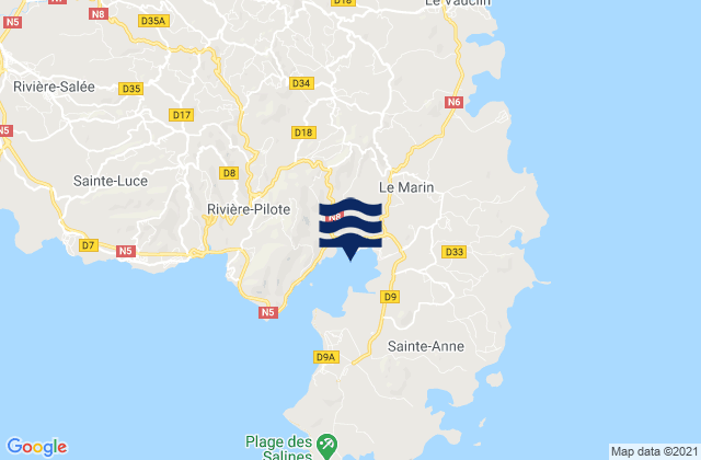 Le Marin, Martinique tide times map