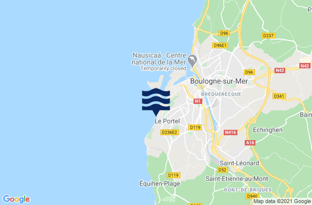 Le Portel, France tide times map