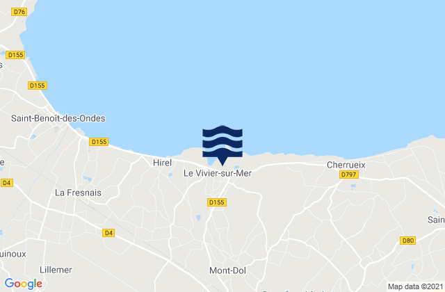 Le Vivier-sur-Mer, France tide times map