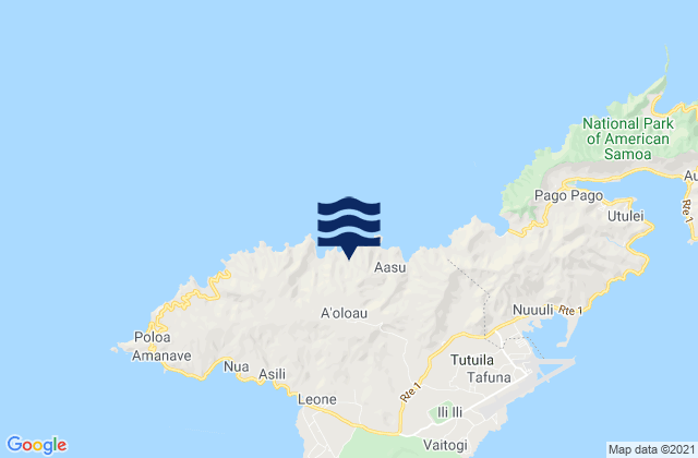 Leasina County, American Samoa tide times map