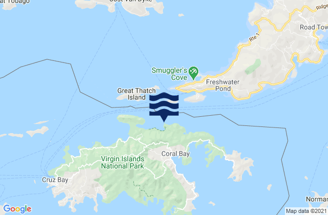 Leinster Point Leinster Bay St. Johns, U.S. Virgin Islands tide times map