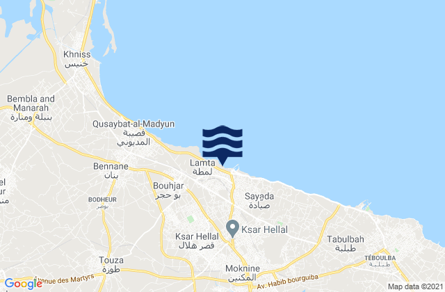 Lemta, Tunisia tide times map