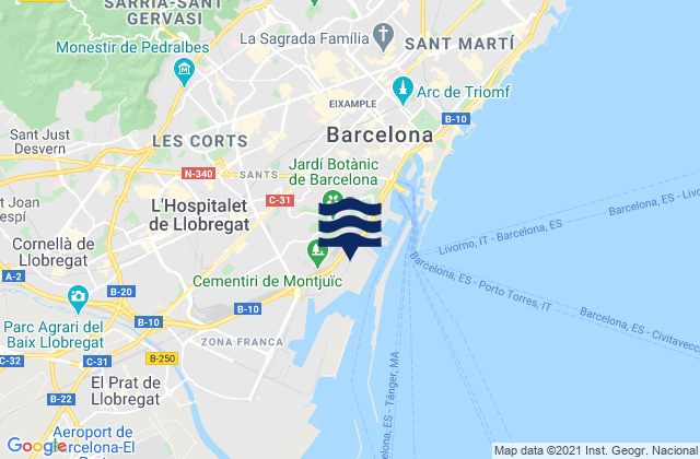 Les Corts, Spain tide times map