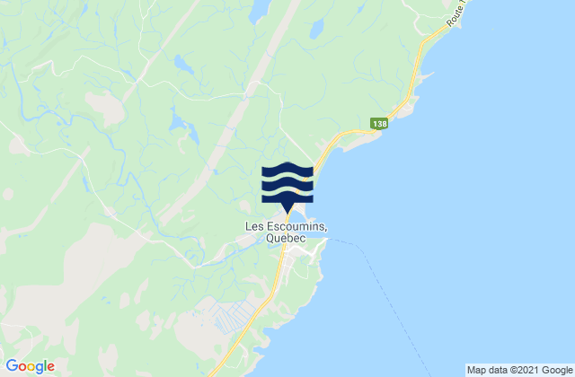Les Escoumins, Canada tide times map
