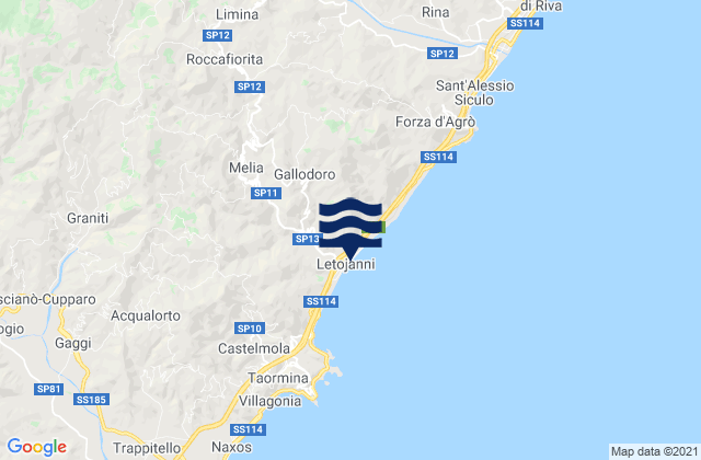 Letojanni, Italy tide times map