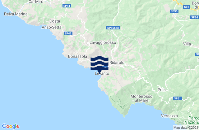 Levanto, Italy tide times map