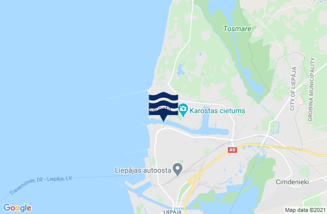 Liepaja, Latvia tide times map