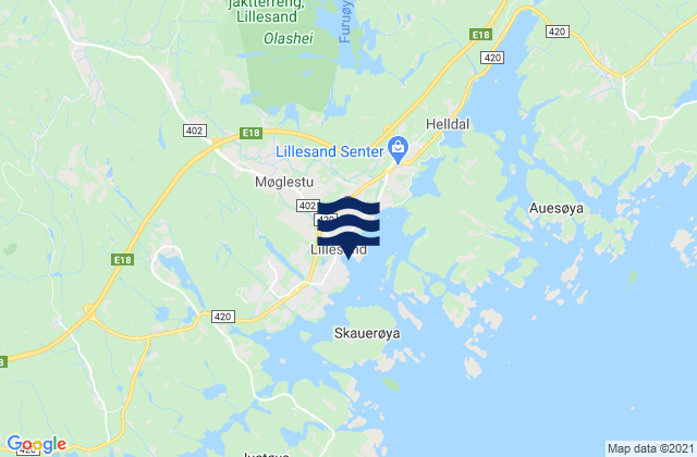 Lillesand, Norway tide times map