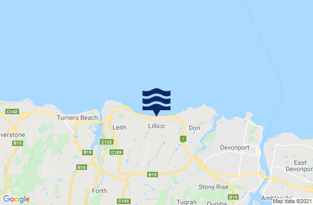 Lillico Beach, Australia tide times map