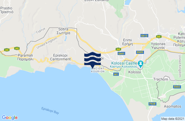 Limassol District, Cyprus tide times map