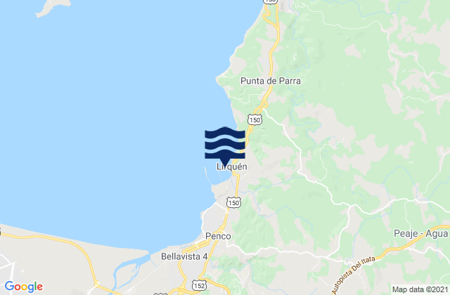 Lirquen, Chile tide times map