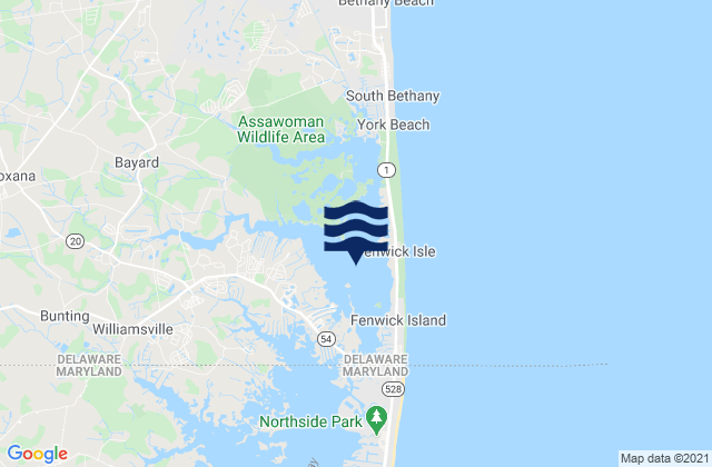 Little Assawoman Bay, United States tide chart map