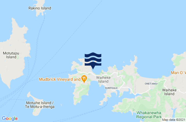 Little Oneroa Beach, New Zealand tide times map