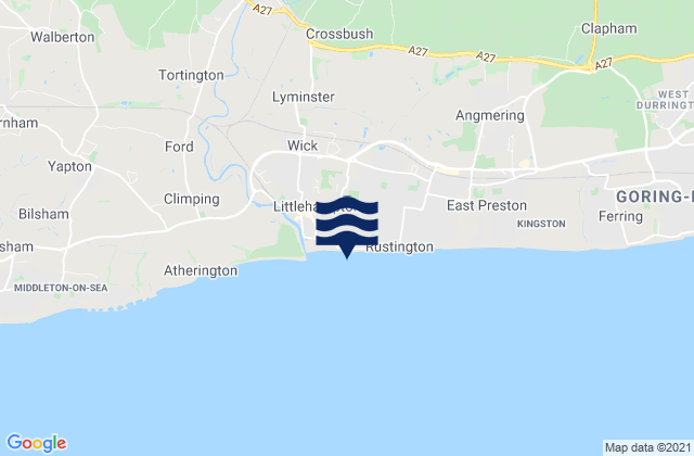 Littlehampton Beach, United Kingdom tide times map