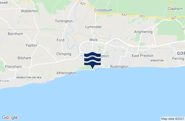 Littlehampton West Beach, United Kingdom tide times map
