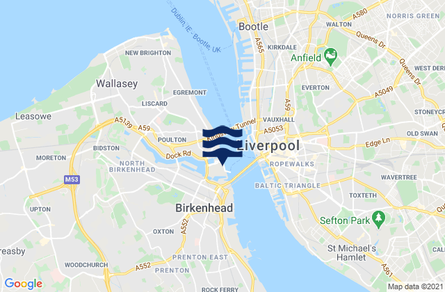 Liverpool (Alfred Dock), United Kingdom tide times map