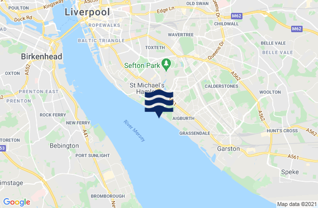 Liverpool, United Kingdom tide times map