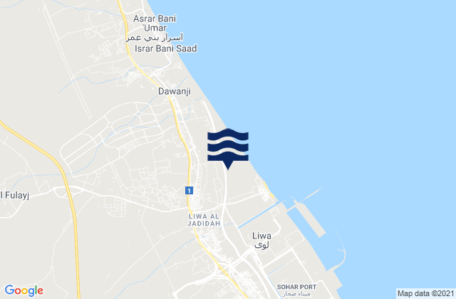 Liwa, Oman tide times map