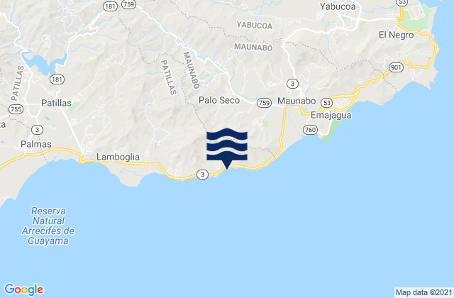 Lizas Barrio, Puerto Rico tide times map