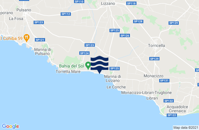Lizzano, Italy tide times map