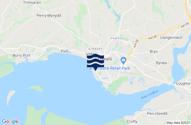 Llanelli, United Kingdom tide times map