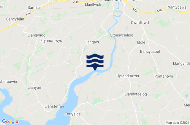 Llangain, United Kingdom tide times map
