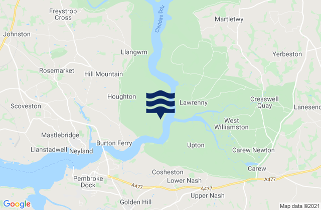Llangwm, United Kingdom tide times map