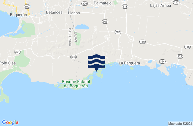 Llanos Barrio, Puerto Rico tide times map