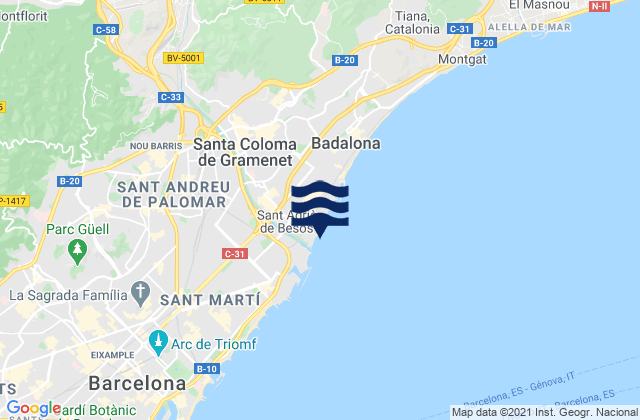 Llefia, Spain tide times map