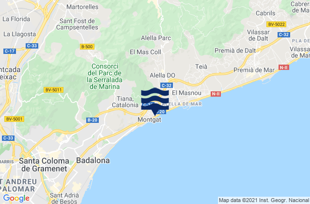 Llica de Vall, Spain tide times map