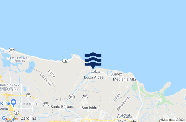 Loiza, Puerto Rico tide times map