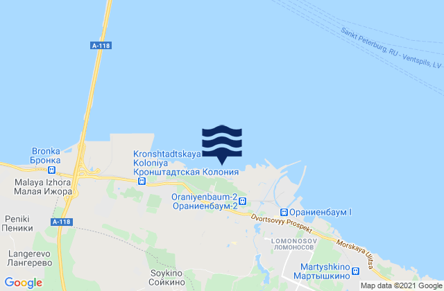 Lomonosovskiy Rayon, Russia tide times map