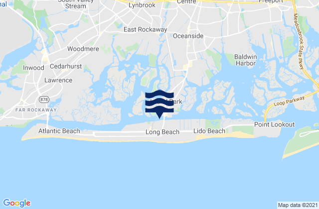 Long Beach inside between bridges, United States tide chart map